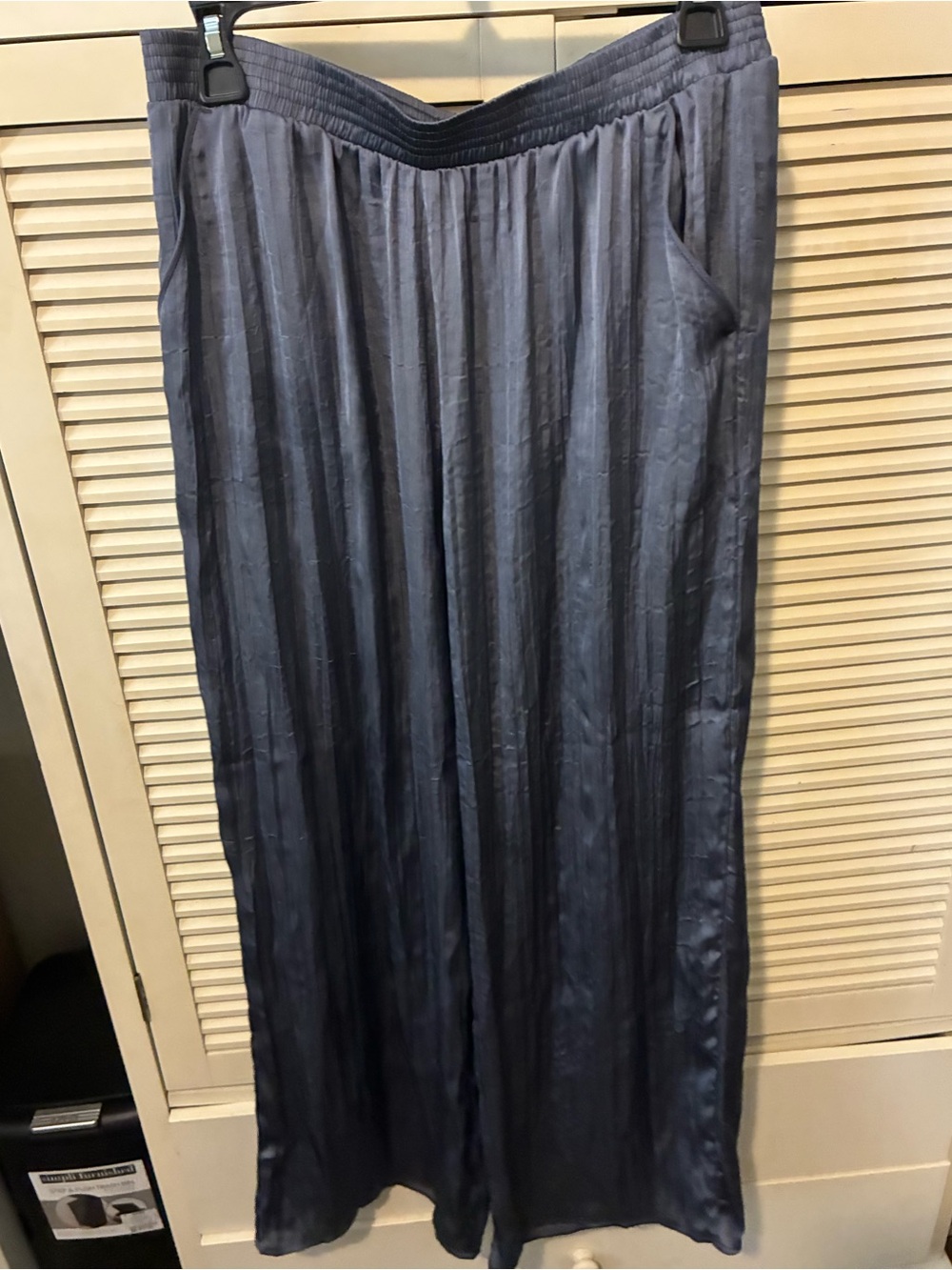 Splendid Slate Blue Wide-Leg Pleated Pants with Pockets